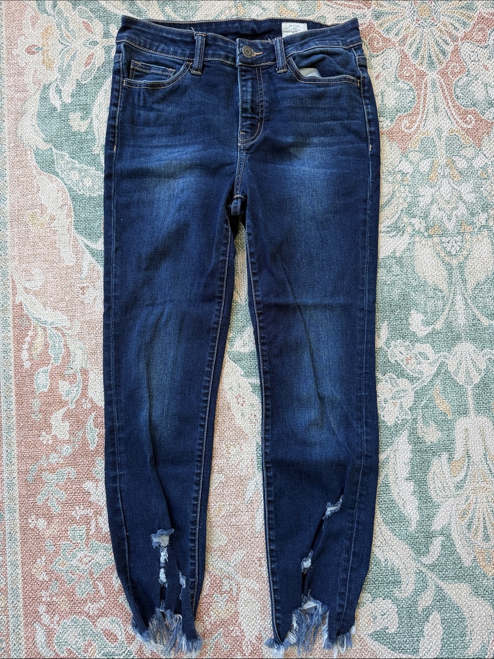 Women's Dark Indigo Distressed Ankle Jeans